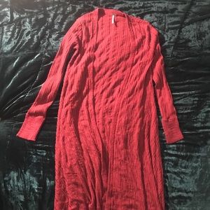 Free People maxi duster in berry color